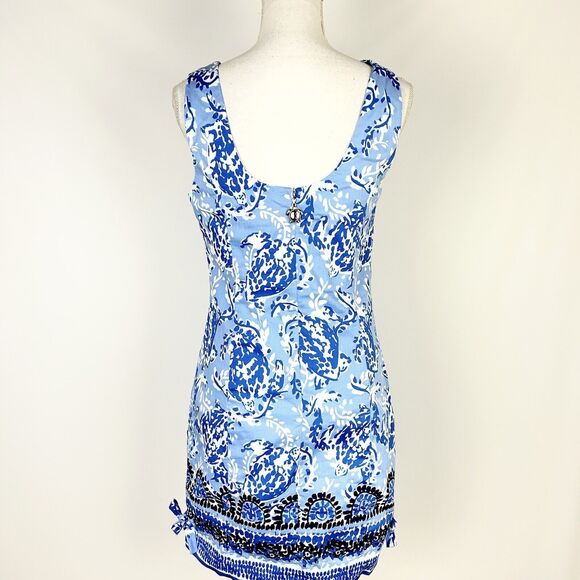 Lilly Pulitzer Mila Stretch Shift Dress Blue Peri Turtley Awesome Scoop Back 4 - Picture 3 of 8